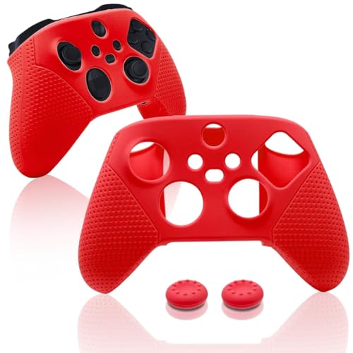 Image of TMG X Series X /S Controller Skin,Anti-Slip Protector Compatible with Xbox Series X /S Controller-Silicone Cover with 2 Thumb Grips Caps (Red)