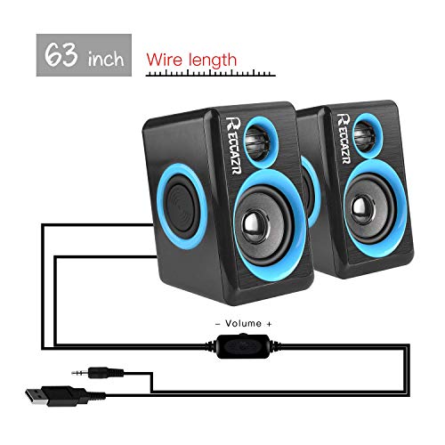 RECCAZR SP2040 Surround Computer Speakers with Deep Bass USB Wired Powered Multimedia Speaker for PC/Laptops/Smart Phone Built-in 4 Loudspeaker Diaphragm(Blue) - Thumbnail 4