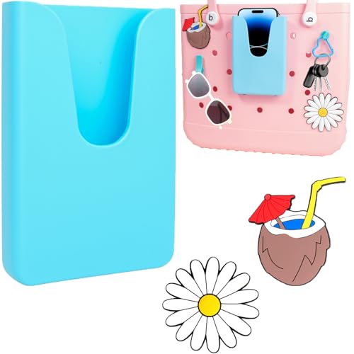 Image of Silicone Phone Holder for Bogg Bag, Phone Case Holder Charms Compatible with Bogg Bags,Cell Phones Holder for Bogg Bag,Charms Key Holder Insert Carabiner Keychain for Bogg Bags Accessories(Blue)