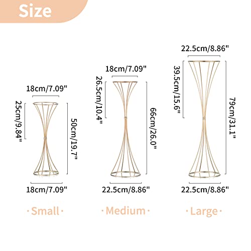 Nuptio Wedding Centerpieces for Tables, Metal Flower Trumpet Vase, Gold Vases for Centerpieces, Artificial Flower Arrangements for Birthday Party Dinner Event Hotel Home Decor - Image 4