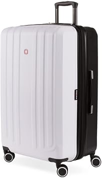 SwissGear 8028 Hardside Expandable Spinner Luggage, Black/White, Checked-Large 28-Inch, 8028 Hardside Expandable Spinner Luggage