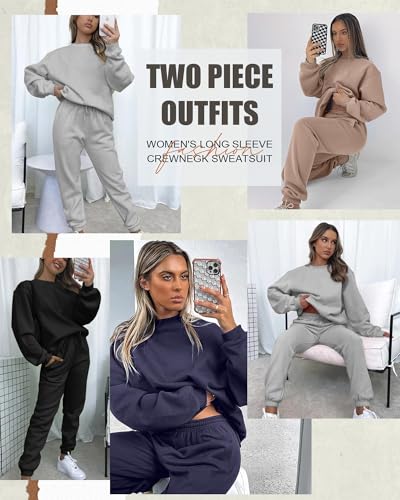 CheChury Womens Tracksuit set 2 Piece Sweatpants and Sweatshirts for Women Outfit Long Sleeve Crewneck Pullover Jogger Casual Matching Lounge Sets,Grey,XL - Image 7