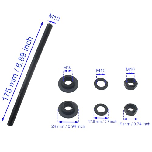 LBTODH 1 PCS Bike Hub Axle 175 mm Rear Solid Shaft Black M10 Bicycle Replacement Parts for Most Bicycles