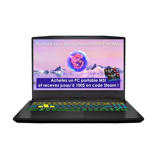 MSI Crosshair 15 C12VF-434FR : Intel Core I5 12450H - 16GB DDR5 - 512GB SSD - Nvidia RTX4060 - 15,6' Full HD 144Hz - Windows 11 Famille - Clavier Azerty FR - Ordinateur Portable Gaming