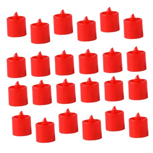 Velas de té LED sin llama rojas mini velas cónicas decorativas portátiles seguras pack 20
