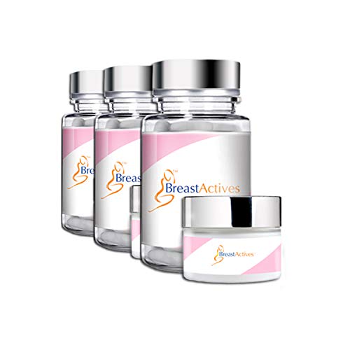 Breast Actives All Natural Breast Enhancement Supplement Capsules and Cream Combo Kit - Natural Formula for Natural Breast Enhancement - 3 Pack (3 Month Supply)