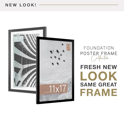 Image of MCS Foundation 11x17 Poster Frame Traditional Black, Vertical & Horizontal Wall Hanging Large Picture Frame for Photos, Posters & Art Prints (1-Pack)