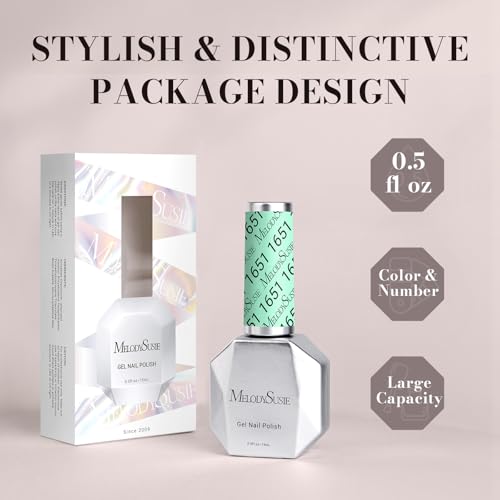 Image of MelodySusie Mint Green Gel Nail Polish,0.5fl oz Nails Soak Off UV LED Bright Green Gel Polish Gift for Women Nail Art Manicure Salon DIY Nail Design Decoration at Home-1651