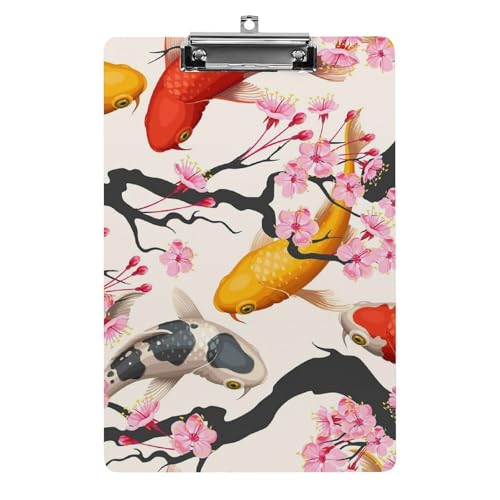 クリップボード カラフル 鯉 錦鯉 桜 和風 A4サイズ対応 クリップファイル バインダークリップ 用箋ばさみ ファイルボード メモ帳 縦型 書類整理 おしゃれ かわいい 筆記 多機能 壁掛け プレゼント