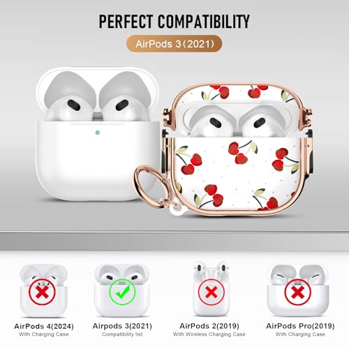 Image of Gedicht for Apple Airpods 4 case Cover, Protective TPU Soft Cases Cover Rugged for Airpods 4th Generation Case with Cleaner Kit & Keychain for Women Men,Cherry Dot