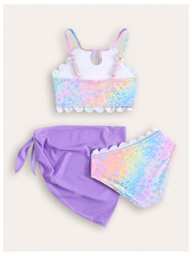 WDIRARA Toddler Girl's 3 Pieces Bikini Set Colorful Hawaiian Beach Swimsuit Bathing Suit with Cover Up Skirt2