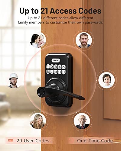 Keyless Entry Door Lock With Handle, Zowill Electronic Keypad Deadbolt Door Locks Handle Lever, Front Door Lock Set, Digital Door Lock, Auto-Locking, Anti-Peep Code Door Handle Lock, Matte Black #TOP2