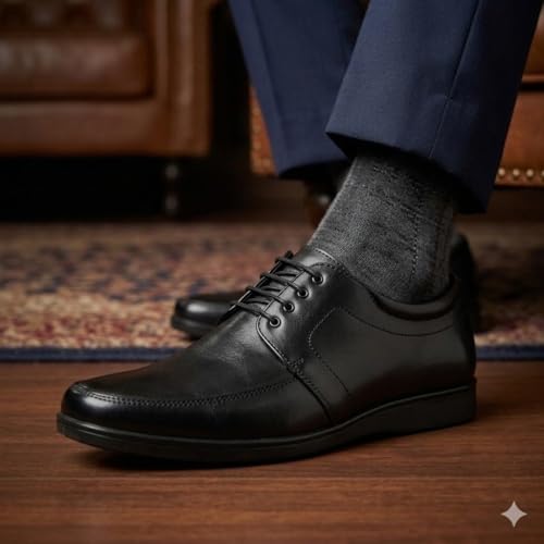 Image of Leatherful Formal Lace-up Derby Shoes for Men | Full Grain Genuine Leather | PU Sole & Nappa Lining | Office | Party | Smart Casual