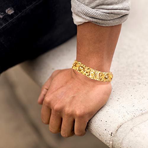 LIFETIME JEWELRY 16mm Rugged Nugget Link Bracelet for Men and Women 24k Gold Plated2