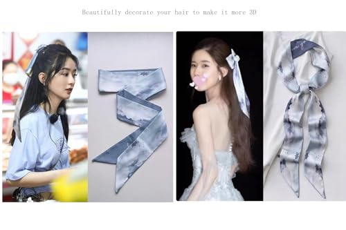 AINIFU Silk Hair Scarf - 8 pcs Women's Chinese Classic Hair Tie - Bag Handbag Handle Ribbon Scarf Hair Head Neck Neckerchief Scarf2