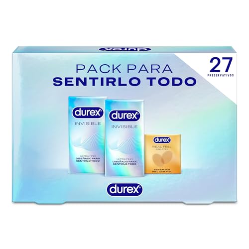 Durex, Pack Sensitivo Invisible, Preservativos Durex, Invisible Extra Sensitivo, Real Feel, 27 Condones