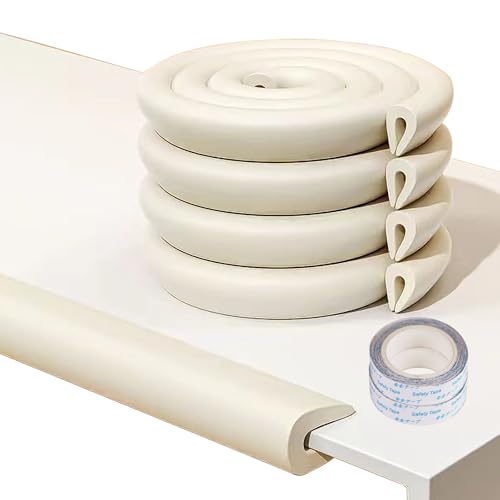 4M U Shape Edge Protectors for Glass Coffee Table,Foam Baby Proofing Safety Bumper Guard Strip,Corner Protectors for Kids,Suitable for Furniture Fireplace Desk Worktop (Milky White)