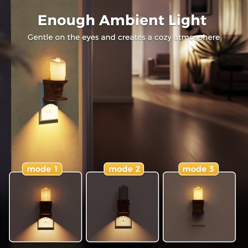 Image of L LOHAS LED Night Light, Flameless Candle Night Light, Vintage Nightlight | 2 Pack, 3 Lighting Model, Dusk to Dawn Sensor, Brightness Adjustable, 3000K Soft White for Middle Age Decor