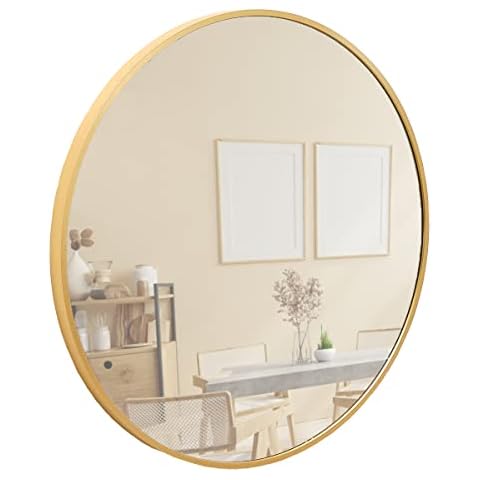 Terra Home Wandspiegel - Rund, 60x60 cm, Gold, Modern, Metallrahmen Spiegel Cover