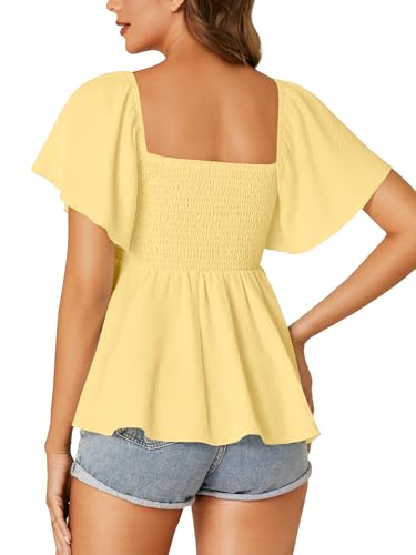 Image of LYANER Women's Square Neck Cute Peplum Top