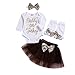 Jimmackey 4pcs Neonata Pagliaccetto, Bebè Zucca Stampa Tutine Body Cime + Tulle Tutu Gonna Fascia Vestito Set (Bianco, 0-6 Mesi)