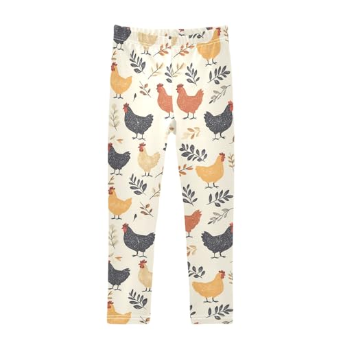 Rooster Eat Leaves Girls Leggings Athletic Pants Tights Stretch Bottom