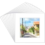 Prudiut 15 Pack 12x12 White Picture Mats, Frame Mattes for 8x8 Pictures Display Photo Frame Mat Core Bevel Cut Mat Board Show Kit for Photos, Prints, Artworks