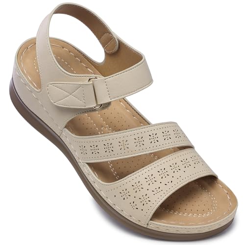 Image of SHIBEVER Women's Wedge Sandals Comfortable: Summer Dressy Walking Platform