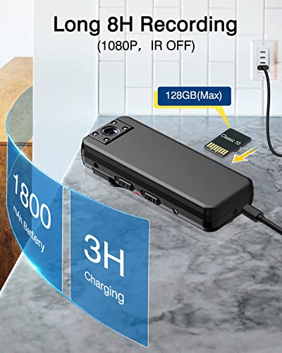 Boblov A21 64Gb Body Camera, 180° Rotatable Lens, 8Hours Recording, Hd 1080P Body Worn Camera, Daily Video Recorder, Wearable Body Cam Support Ir/Loop Recording, Camcorders For Delivery Pizza/Parcels #TOP2