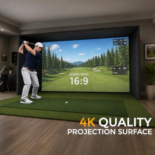 Image of Diandian Golf Simulator Enclosure Kit 14 x 8.5 ft, 4K-Ready Dual-Layer Projection Impact Screen, Safety Side Netting & Thick Foam Edge Padding for Indoor Home Garage Golf Cage Practice Training