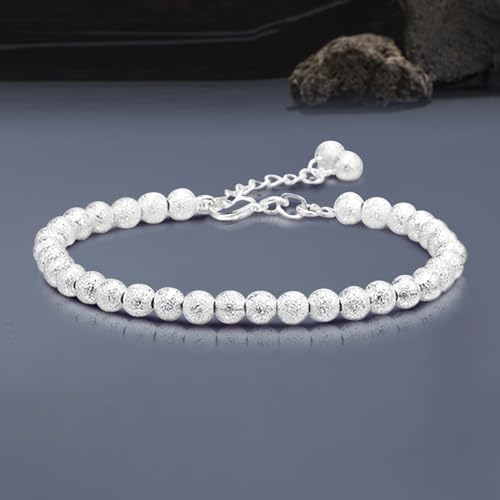Image of Peora Sterling Silver Plated Frosted Bead Chain Bracelet for Women
