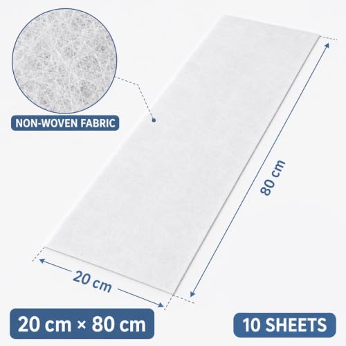 Image of AC Filter for Split AC, 20 x 80 cm Non-Woven Sheets, 10 Pack | Cut-to-Fit White Inlet Filter Covers Help Trap Dust and Debris for Split Air Conditioner Indoor Units