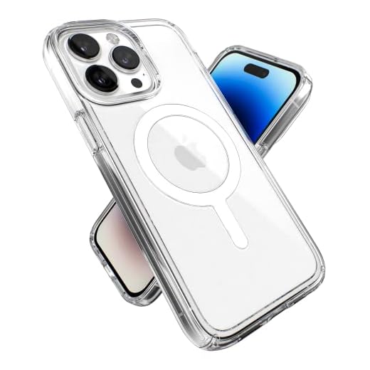 Speck for Clear iPhone 14 Case Pro Max - Slim, Built for MagSafe, Scratch Resistant & Drop Protection Clear Phone Case - Anti-Yellowing - 6.7 inch iPhone 14 Pro Max Case - Dual Layer - Gemshell