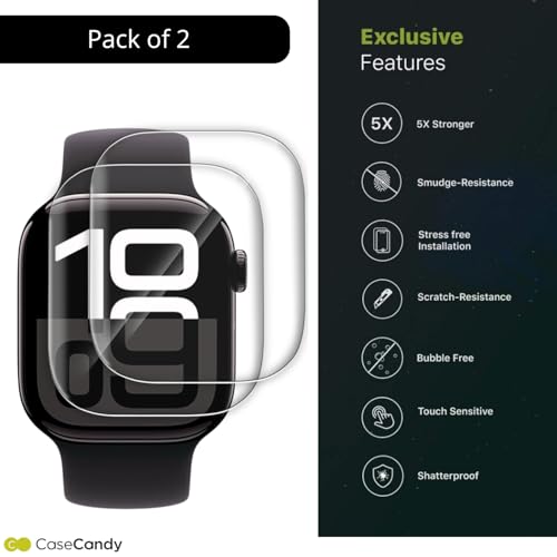 Image of Casecandy - [Pack of 2 Screen Protector Guard For Apple Watch 46mm Series 11 /10 | HD Screen Guard for Apple Watch Series 10 / Series 11 46mm - HD /Easy Installation Kit