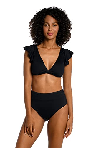 La Blanca Women's Standard Island Goddess Over The Shoulder Ruffle Bikini Swimsuit Top