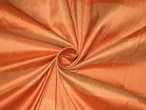 Tissu Dupioni en soie pure à rayures oranges pour robe de mariée et veste