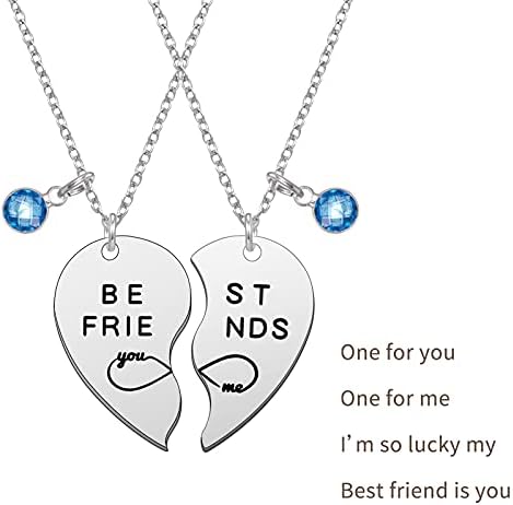 Auidy_6TXD 2 Pcs Best Friend Necklaces, Friendship Stainless Steel Pendant Friendship Jewellery BFF Necklace for Women Men MGraduation Birthday Christmas Birthday Presents