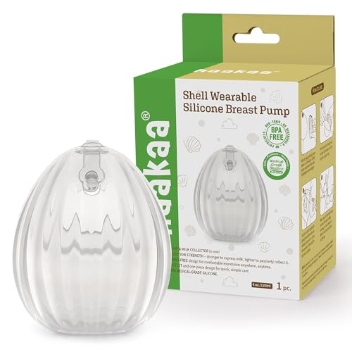 Image of HAAKAA Shell Wearable Hands-Free Manual Breast Pump/Milk Collector (2.5 oz/75 ml, 4 oz/120 ml) – Medical-Grade Silicone – Compact, Portable & Discreet – Leak-Proof Valve