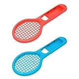 Tennis Racket for Nintendo Switch Joy-con Controllers, Twin Pack Tennis Racket For Mario Tennis Aces Game, Nintendo Switch Accessories (Blue and Red)