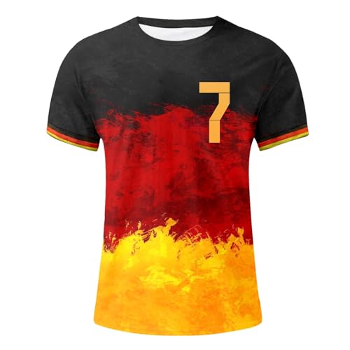 Herren T-Shirt 2024 Fußball Trikot mit Nummer Tshirt Fanartikel T-Shirts für Herren Kurzarm Rundhals Sommer