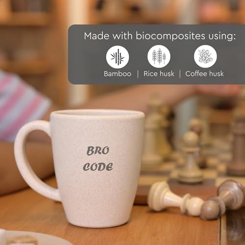 Image of Eha Earth Friendly Customised Coffee Mugs and Coasters Set of 2 with Loopac, 300 ml | Made with Rice Husk Biocomposite | Personalized Gifts for Friends and Family | Sand Castle
