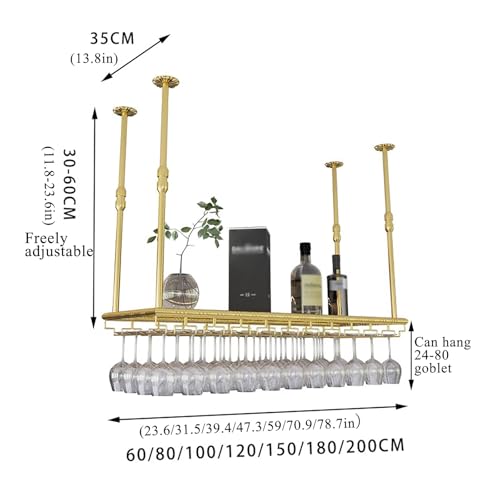 Casier à vin de plafond en métal robuste et bois rustique durable - 8