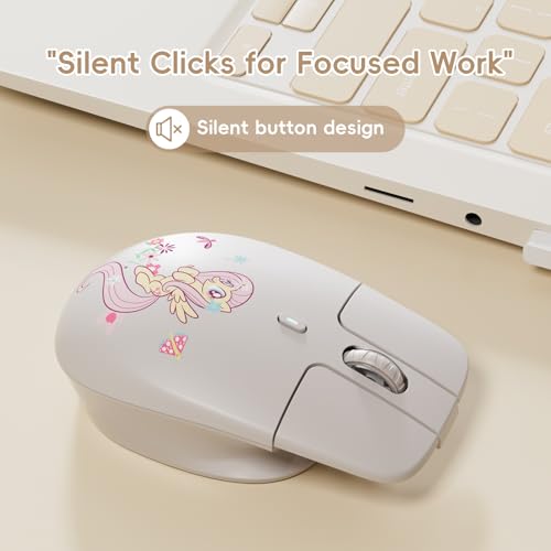Image of My Little Pony Silent Wireless Mouse -M03 Innovative Floating Button Design, Quiet Clicks, 3 Adjustable DPI (800 /1600 /3200), Dual-Mode (2.4GHz /Bluetooth), Ergonomic for Mac /Windows (Cream)