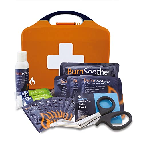Reliance Medical First Aid Kit Standard Burn Aid Kit in Aura Box - Includes Gel Soaked Dressings Ideal for Treating Burns Scalds Sunburn Complete Dressing Kit for Emergency Care