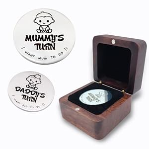 New Baby Gifts for New Parents Mom Daddy Funny Double-Sided Silver Decision Coin with Handmade Wooden Box Pregnant Gifts for First Time Moms Keepsake for Baby Memory New Baby Gifts for New Parents Mom Daddy Funny Double Sided Silver Decision Coin with Handmade Wooden Box Pregnant Gifts for First Time Moms Keepsake for Baby Memory