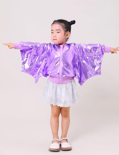 YIYI Girls Metallic Jacket Hoodie Zip Up Jakcets Kids Long Sleeve Unique Cute Bat Coat Boys Girls Outwear Halloween2