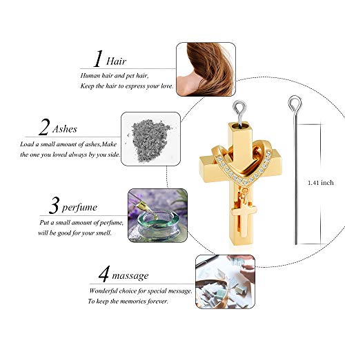 Stainless Steel Cross Memorial Cremation Ashes Urn Pendant Necklace Keepsake Jewelry Urn #TOP4