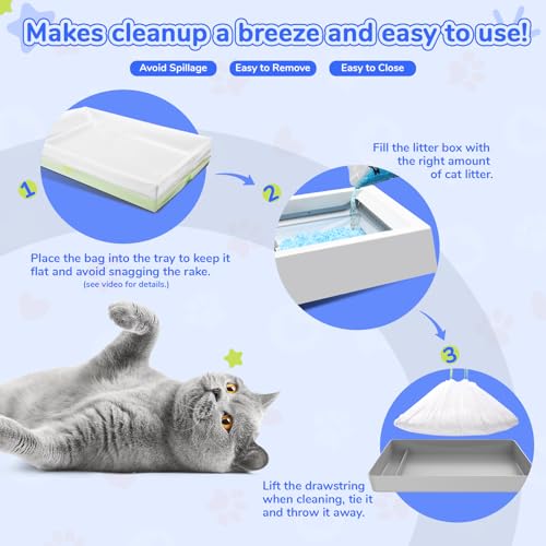 Cat Litter Liners for Pet Scoop Free Crystal Litter Tray, Open/Hooded Litter Pan and Pull-out Litter Box Sliding Drawer, Tear-resistant Disposable Replacement Kitty Poop Bags (15 Count, 37 W x 13 H) - Thumbnail 6