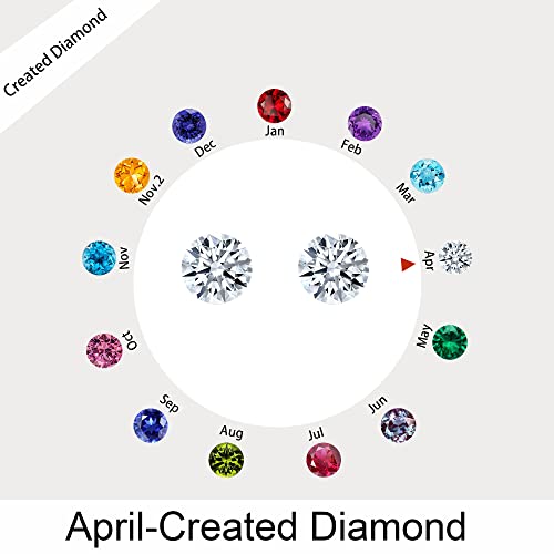 Halo Birthstone Stud Earrings For Women, S925 Sterling Silver Round Cut Created Diamond Earrings White Topaz April Birthstone Earrings For Women Mom Wife Anniversary Birthday Jewelry Gifts #TOP1