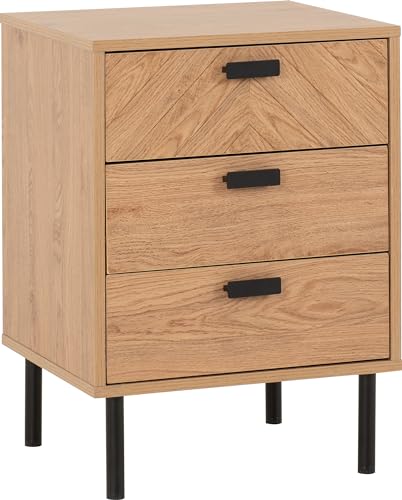 Seconique Leon 3 Drawer Bedside in Medium Oak Effect